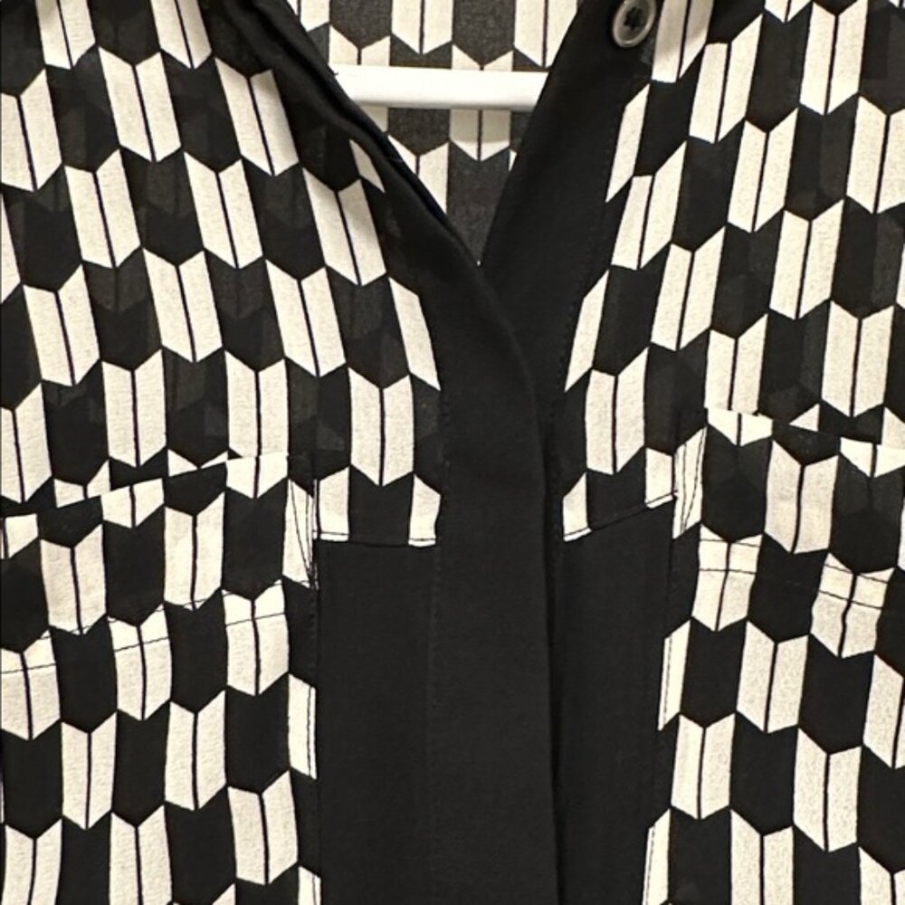L.A.M.B. Black and White Checkered Button Down Sh… - image 2
